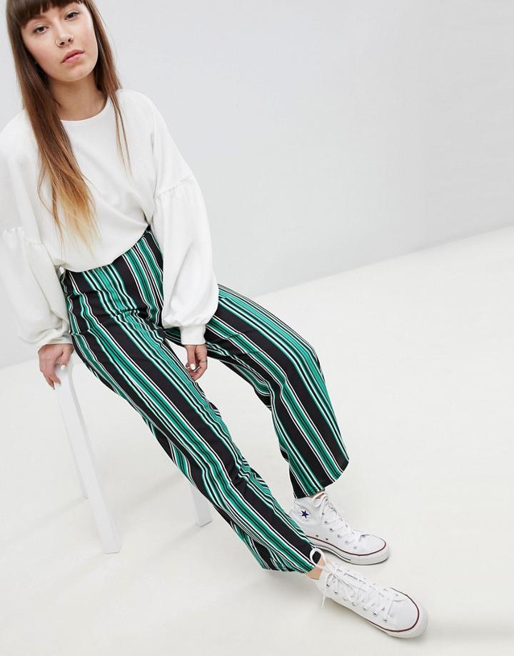 New Look Stripe Wide Leg Pants - Green