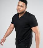 Asos Design Plus T-shirt With V Neck In Black - Black