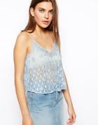 Asos Cami Top In Beaded Lace - Blue $19.00