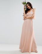 Asos Wedding One Shoulder Maxi Dress - Pink