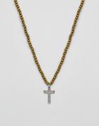 Asos Beaded Necklace With Cross Pendant - Multi