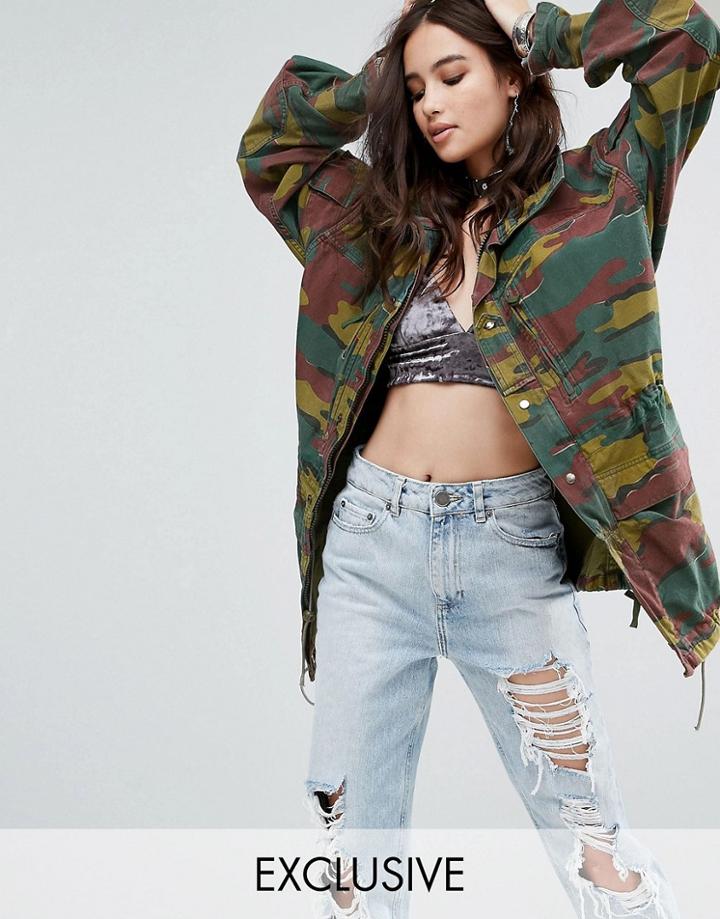 Reclaimed Vintage Revived Military Jacket In Camo - Green