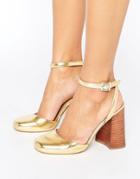 Asos Orro Square Toe Flared Heels - Gold