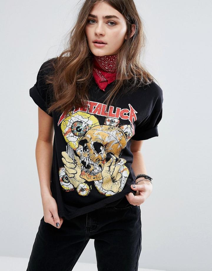 Pull & Bear Metallica Band Tee - Black