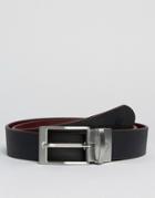 Fred Perry Textured Reversible Belt In Black - Black