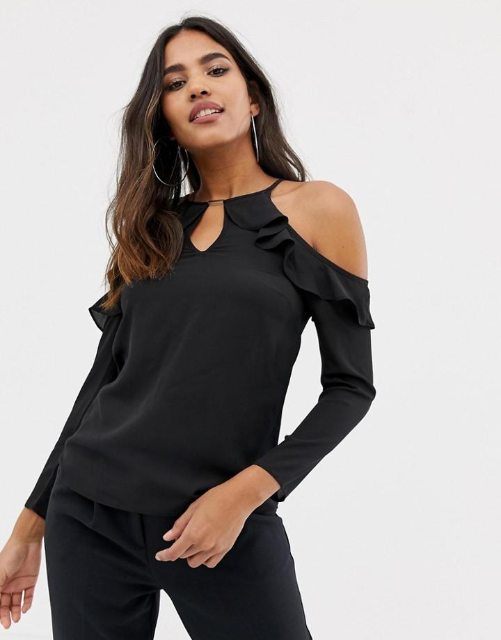 Lipsy Cold Shoulder Top-black