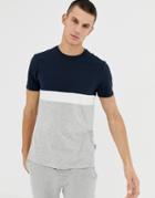 Burton Menswear Pique T-shirt With Cut & Sew In Navy - Navy