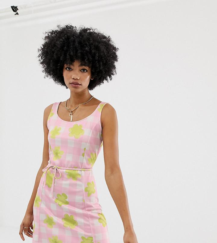 Another Reason Mini Dress In Gingham Floral-pink