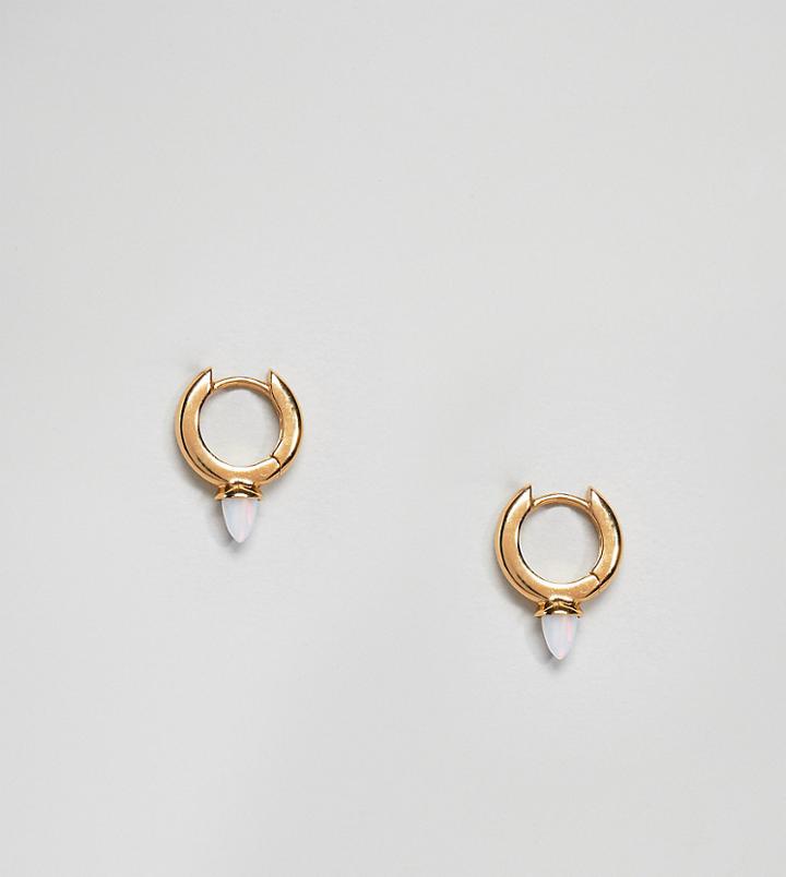 Orelia Gold Plated Pave Huggie Hoop With Opal Spike - Gold