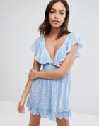 Liquorish Polka Dot Tea Dress - Blue