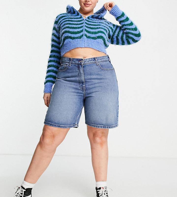 Collusion Plus 90s Baggy Dad Short In Blue Organic Cotton