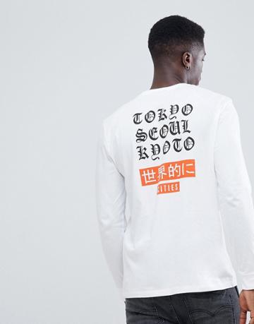 Asos Design Relaxed Long Sleeve T-shirt With City Back Print - White