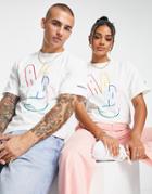 Adidas Originals Peace T-shirt In White With Front Graphics
