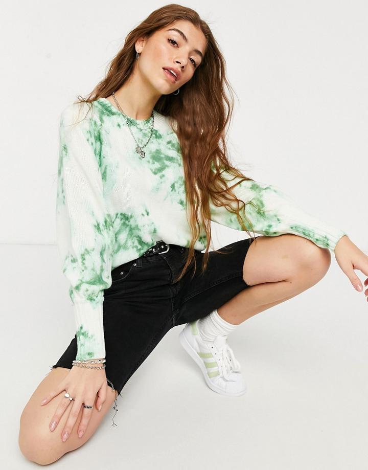 Asos Design Sweater In Tie Dye Print In Green