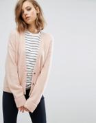 Asos Cardigan In Wool Mix With Pockets - Pink