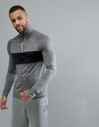 Hiit Long Sleeve T-shirt With Half Zip In Gray - Gray