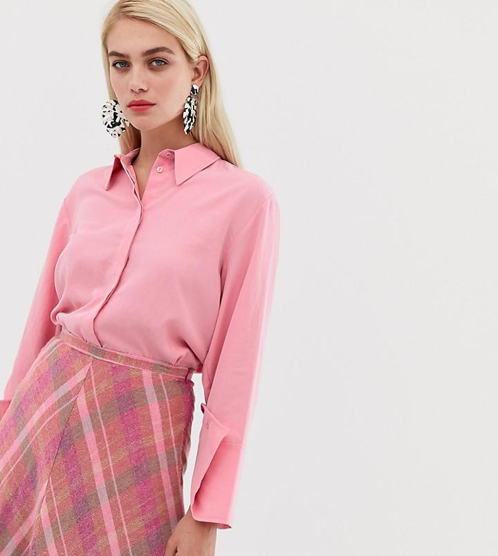 Mango Concealed Button Shirt In Pink