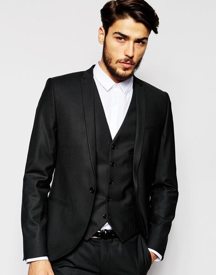 Noak Suit Jacket With Peak Lapel In Skinny Fit - Black