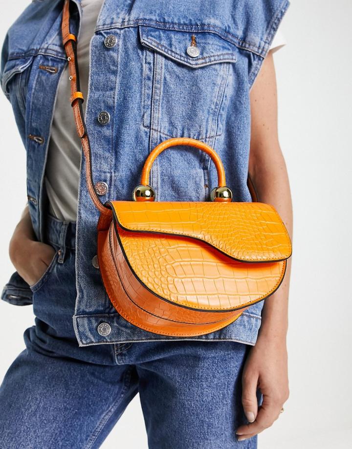Topshop Cleo Croc Crossbody-orange