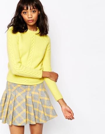 Paul And Joe Sister Bilboquet Sweater In Bright Cable Knit - Yellow