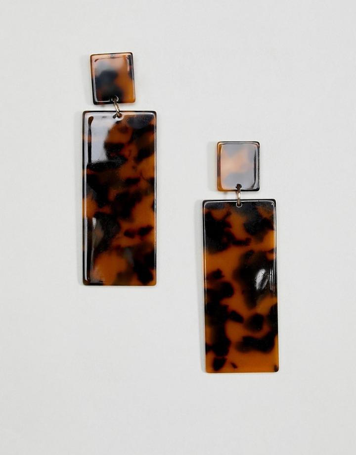 Bershka Tortoiseshell Drop Earrings - Yellow