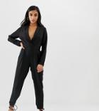 Asos Design Petite Tux Jumpsuit-black