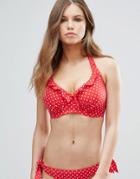Pour Moi Hot Spots Halter Underwired Bikini Top - Red