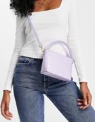 Asos Design Boxy Bag With Detachable Crossbody Strap In Lilac Croc-purple