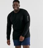 Asos Design Long Sleeve T-shirt With Ma1 Zip Sleeve Pocket In Black - Black