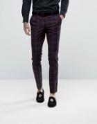Noose & Monkey Super Skinny Suit Pants In Check - Red