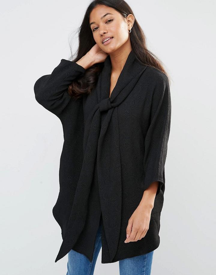 Traffic People Last Bow Sweater With Tie Neck - Black