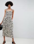 Asos Design Overall Maxi Dress In Zebra Print - Multi