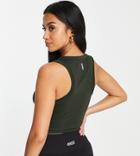 Asos 4505 Petite Icon Active Tank Top In Rib-green