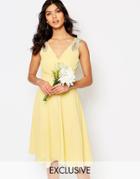 Tfnc Wedding Embellished Shoulder Prom Dress - Pastel Yellow