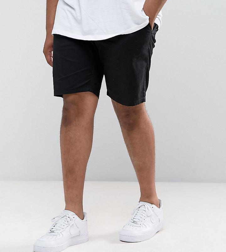 Asos Design Plus Slim Chino Shorts In Black - Black