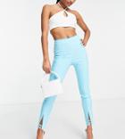 Vesper Petite Silt Front Pants In Blue