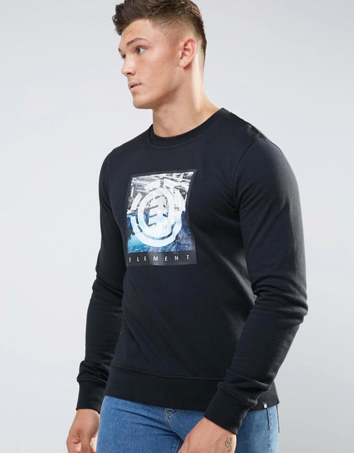 Element Print Crew Neck Sweat - Black