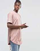 Hand Of God Suedette T-shirt With Laceing - Pink
