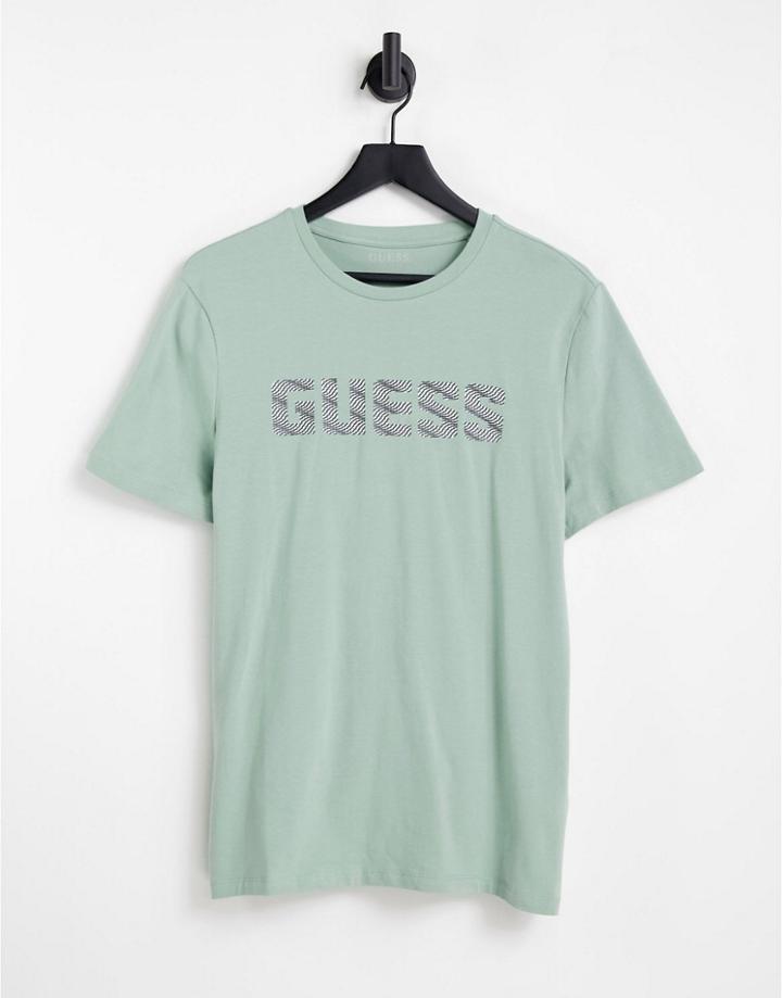 Guess T-shirt With Chest Logo In Green