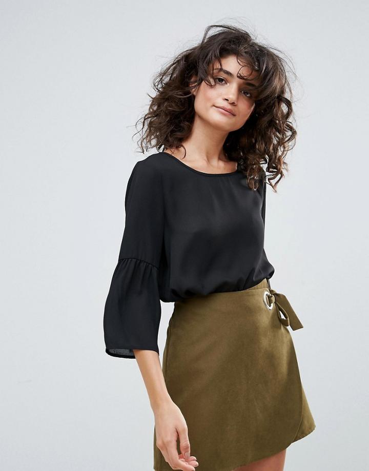 Vero Moda Peplum Sleeve Top - Black