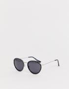 Jeepers Peepers Silver Black Round Sunglasses - Silver