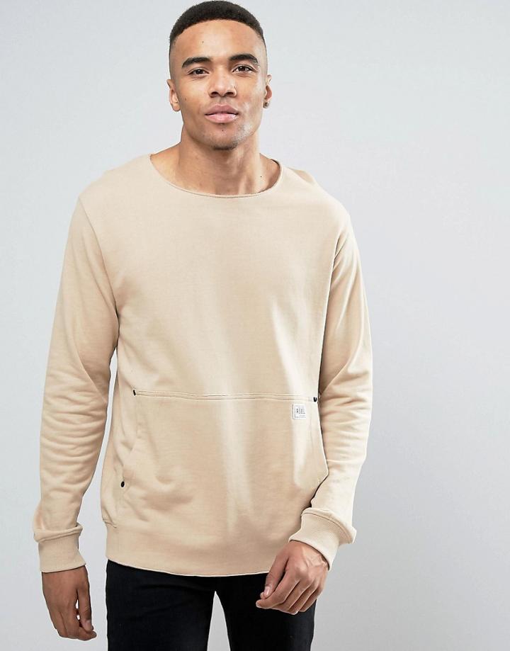 Redefined Rebel Sweatshirt With Oversized Pocket - Beige