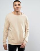 Redefined Rebel Sweatshirt With Oversized Pocket - Beige