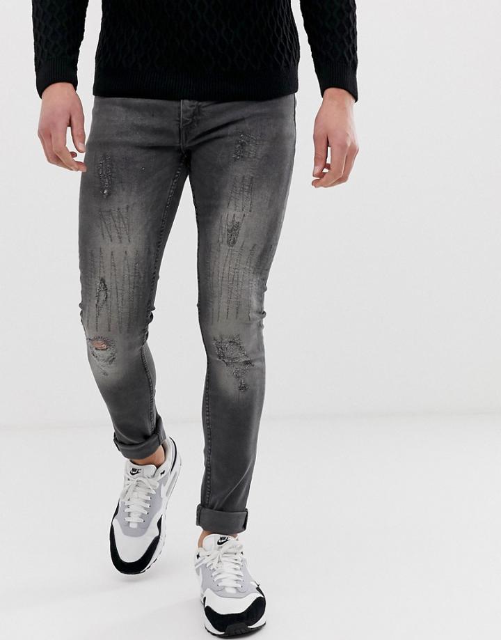 Bolongaro Trevor Ripped Skinny Fit Jeans - Gray