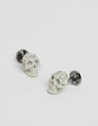 Twisted Tailor Skull Cuff Link In Gray