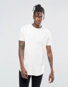 Asos Longline T-shirt With Curved Hem In Stone - White Cap Gray
