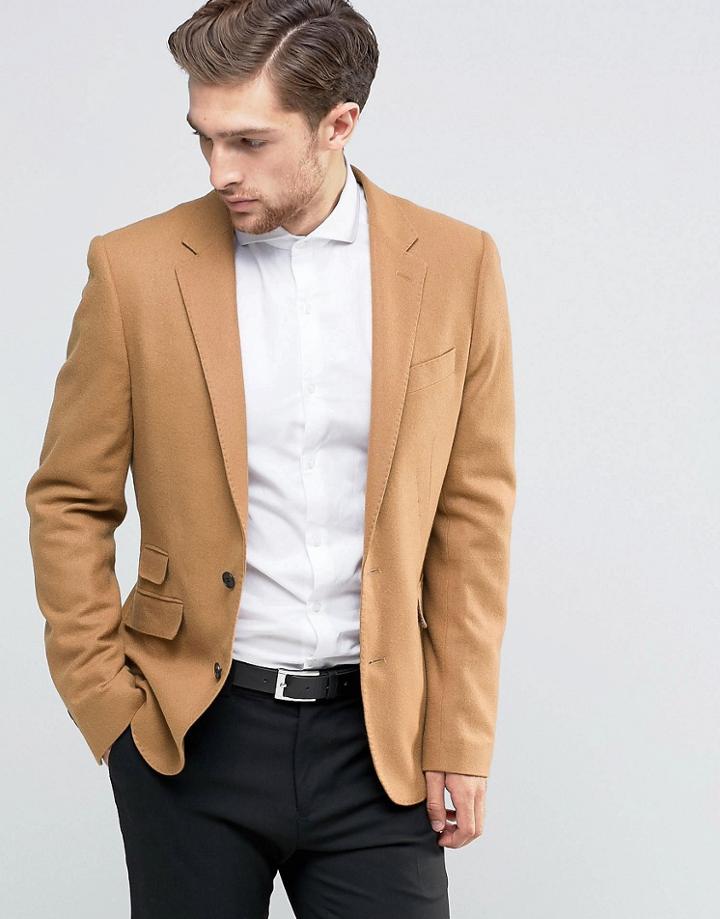 Feraud Heritage Premiun Wool Camel Flannel Blazer - Tan