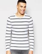 Asos Muscle Long Sleeve T-shirt With Stripe