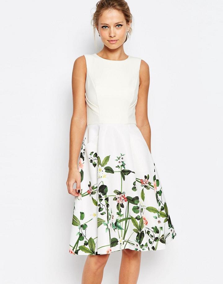 Ted Baker Secret Trellis Print Dress - Cream