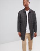 Selected Homme Recycled Wool Overcoat With Quilt Lining In Check - Gray